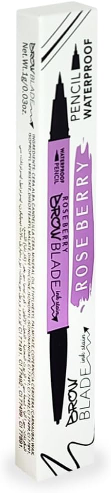 ROSE BERRY Brow Blade Ink Stain – Waterproof Double-Ended Brow Pencil & Microblade Pen for Defined Brows – 1g (Dark Brown)