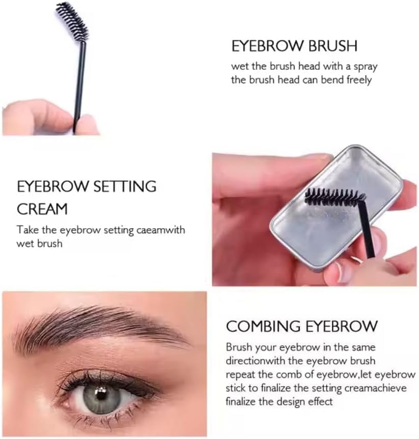 Eyebrow Styling Cream Eyebrow Gel with Brush Colorless Lasting Styling Waterproof Natural Eyebrow Soap Brow Powder Hair Oil Eyebrow Makeup Set Suitable for Wild Eyebrows Daily Makeup