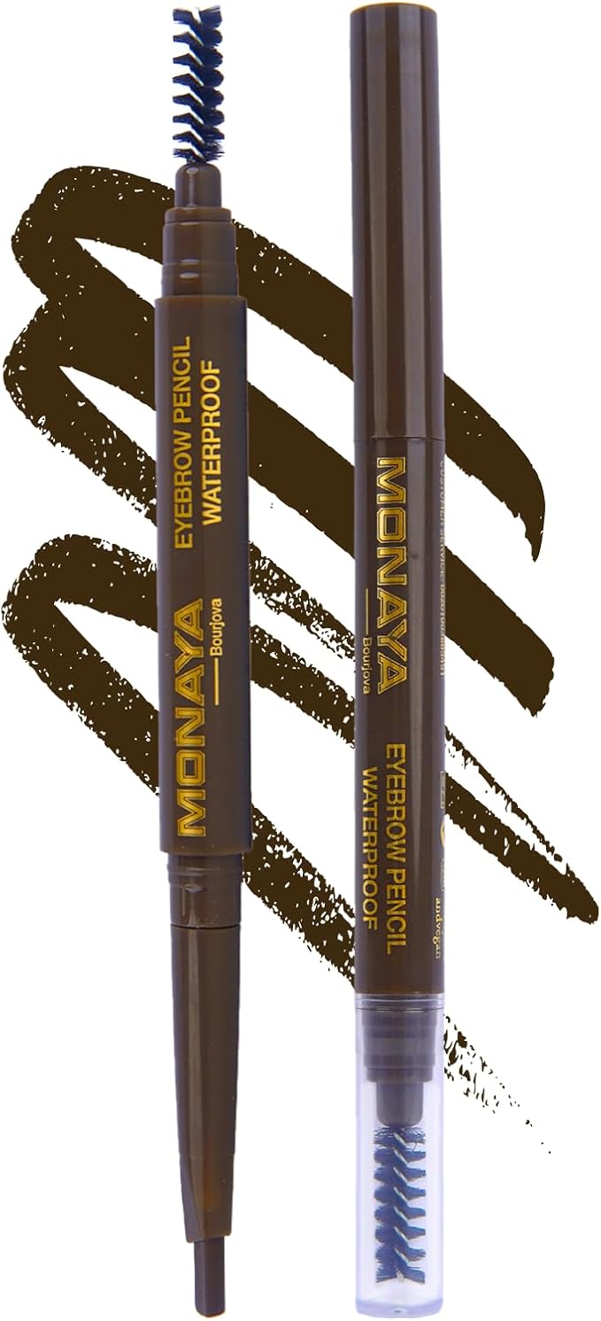 Monaya - EYEBROW Pencil, Smudgeproof Eye Brow Pencil, Dual Purpose Brow Pencil and Brush Combo, High Definition Waterproof Eyebrow Makeup