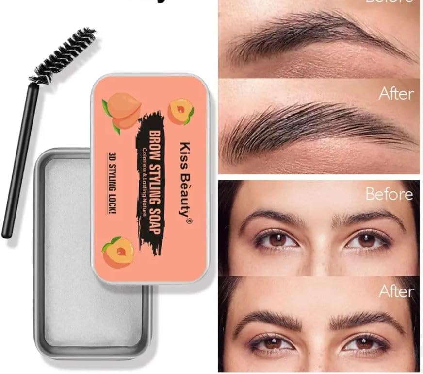 Eyebrow Styling Cream Eyebrow Gel with Brush Colorless Lasting Styling Waterproof Natural Eyebrow Soap Brow Powder Hair Oil Eyebrow Makeup Set Suitable for Wild Eyebrows Daily Makeup