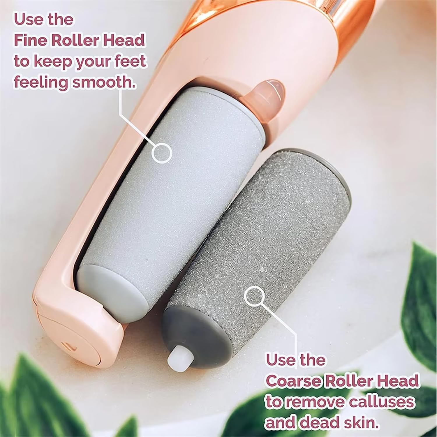 Electric Foot File USB Rechargeable Foot File with 2 Interchangeable Heads with LED Light for Dead Skin and Dry Heels
