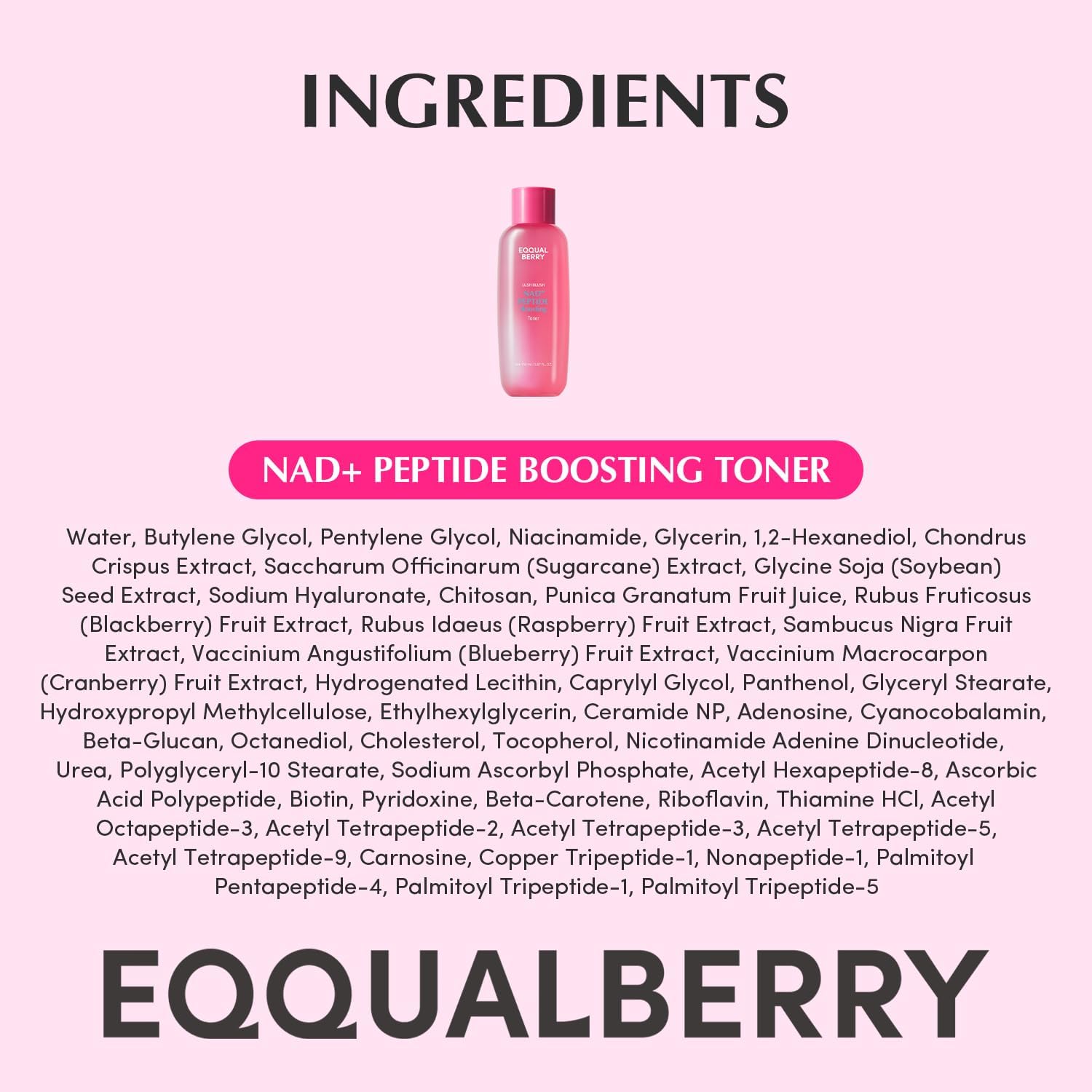 EQQUALBERRY Lush Blush NAD+ Peptide Boosting Toner 150ml