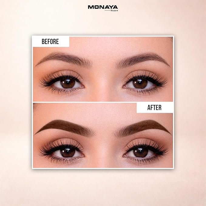 Monaya - EYEBROW Pencil, Smudgeproof Eye Brow Pencil, Dual Purpose Brow Pencil and Brush Combo, High Definition Waterproof Eyebrow Makeup