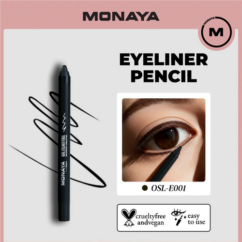 Black Kohl Eyeliner Pencil – Ultra Smooth, Smudge-Proof Eye Pencil for Intense Definition - E001