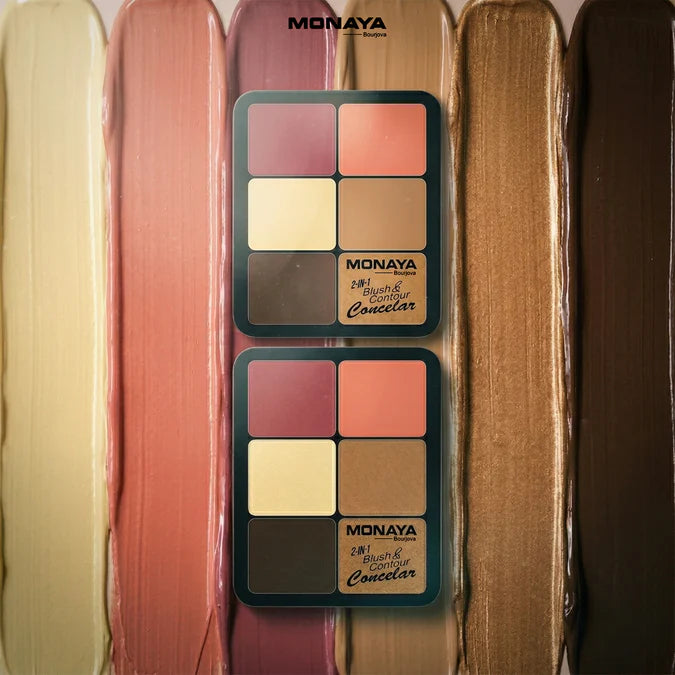 Monaya -3-in-1 Face Palette Blush, Contour & Concealer in One Compact, Smooth Creamy Formula