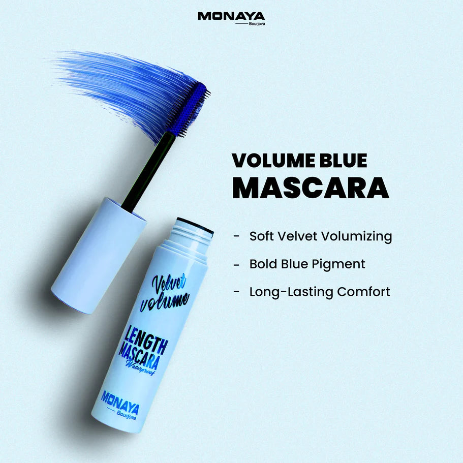 Velvet Mascara – Blue Color, Volumizing & Defining Lashes, Long-Lasting - M016