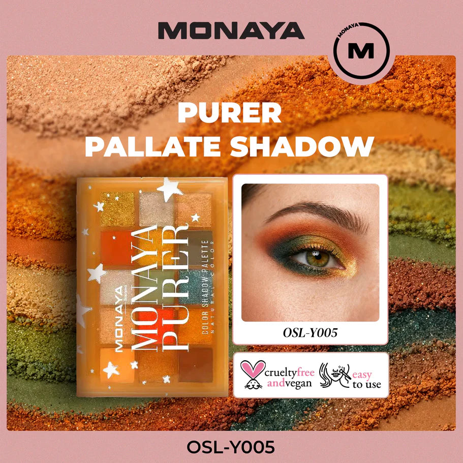 Purer Palette Shadow, Long Lasting, High Pigment - 15 color - Y005
