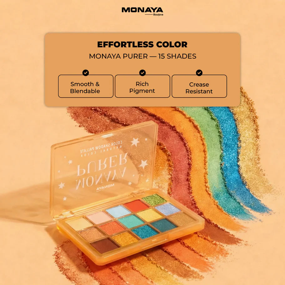 Purer Palette Shadow, Long Lasting, High Pigment - 15 color - Y005