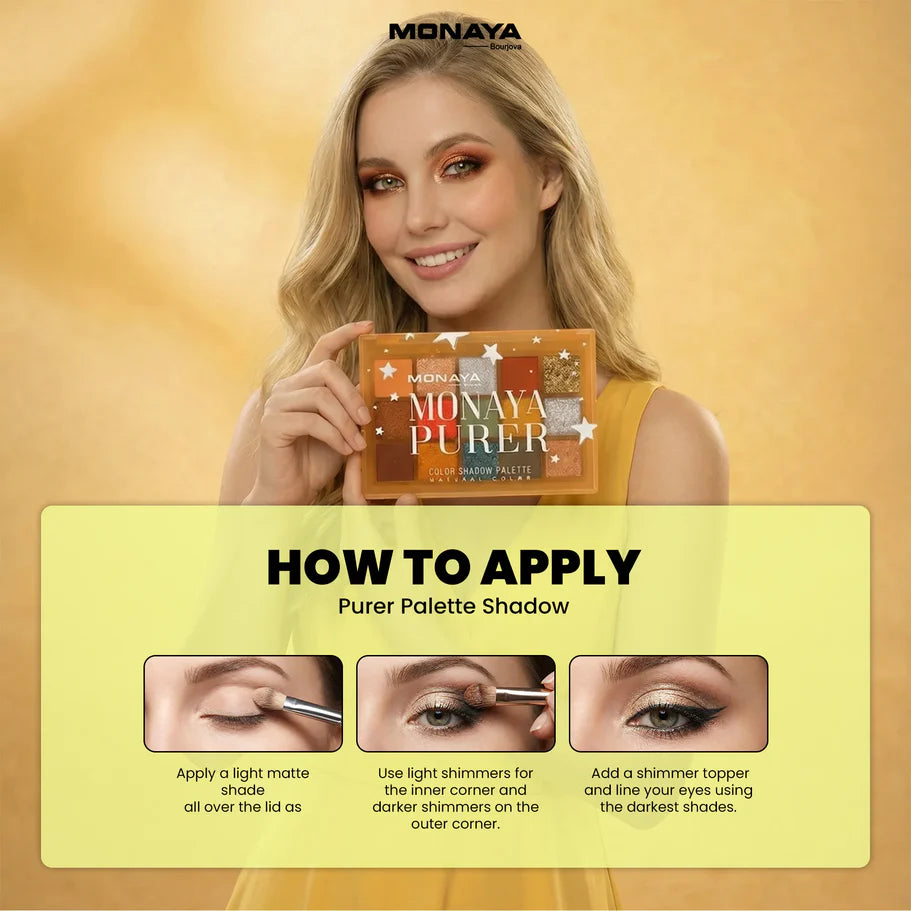 Purer Palette Shadow, Long Lasting, High Pigment - 15 color - Y005