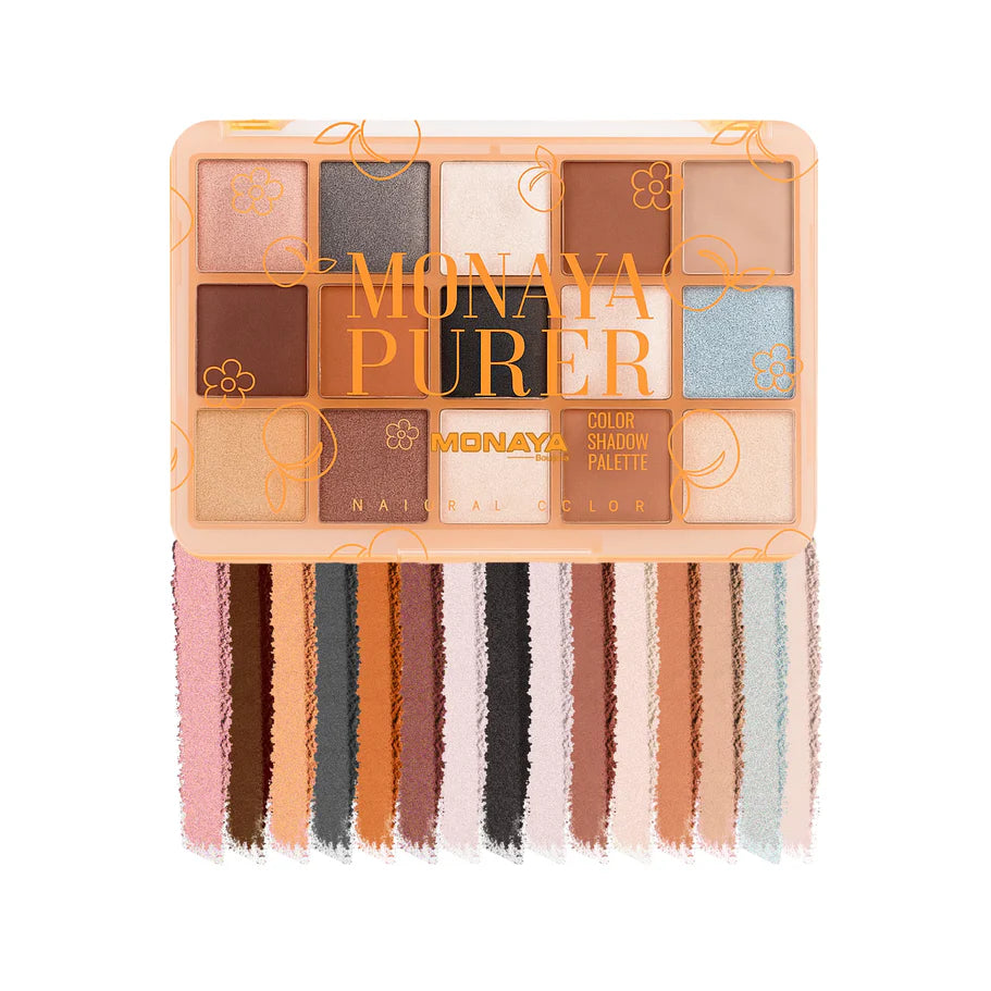Purer Palette Shadow, Pallet Long Lasting, Easy to Blend Natural Colors - 15 color - Y014