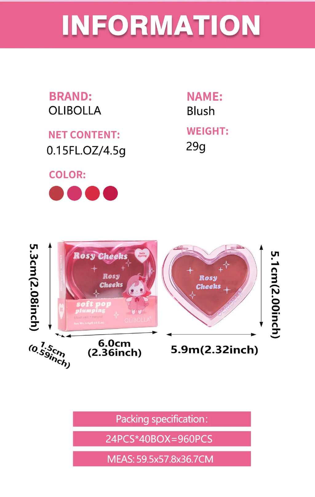 Olibolla Rosy Cheeks Blush (All Colors Set)