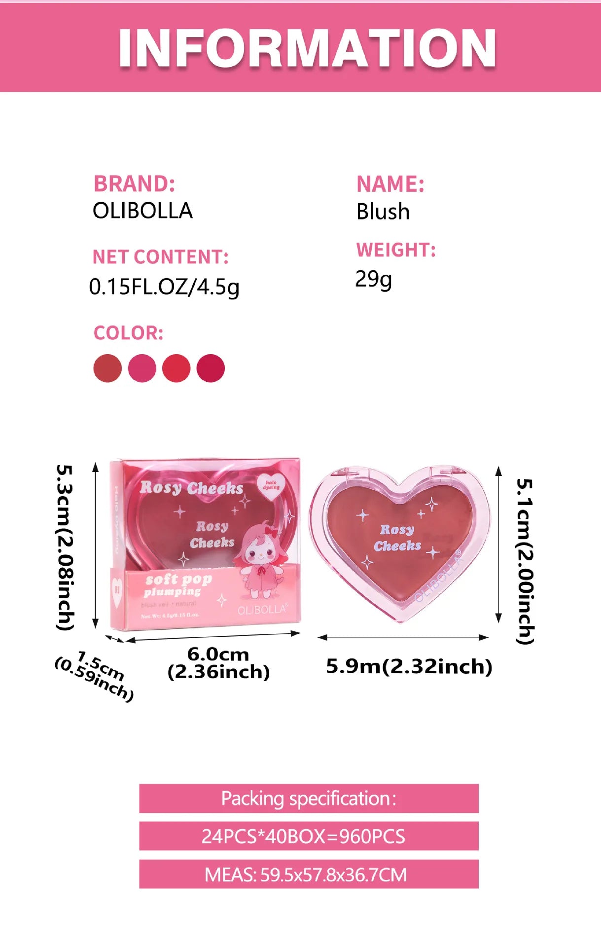 Olibolla Rosy Cheeks Blush (All Colors Set)