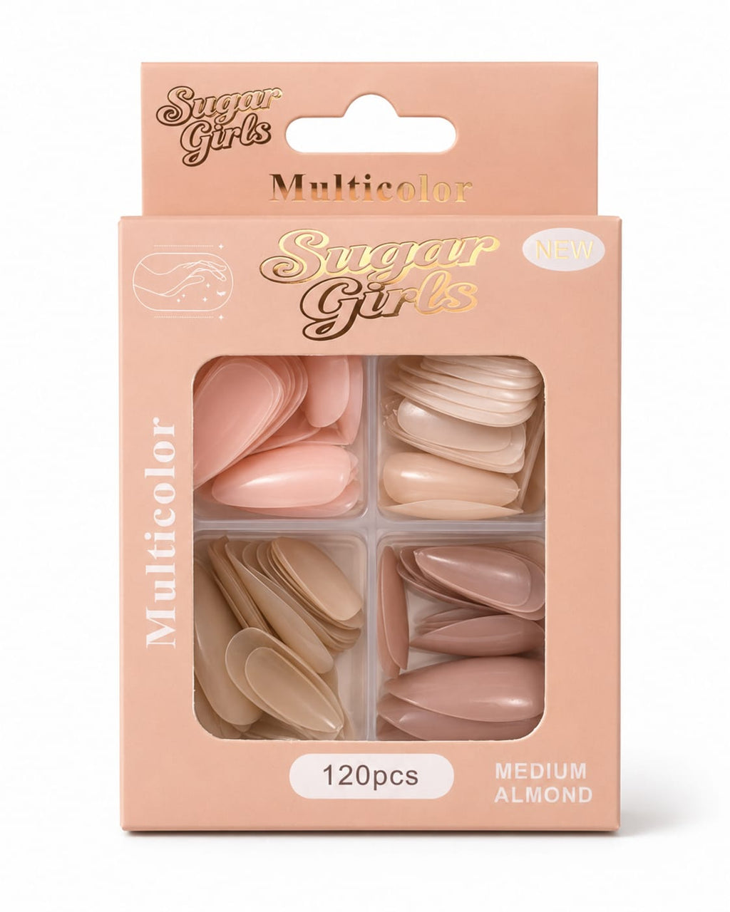 Sugar Girls - Multicolor Nails 120 Pcs - Medium Almond