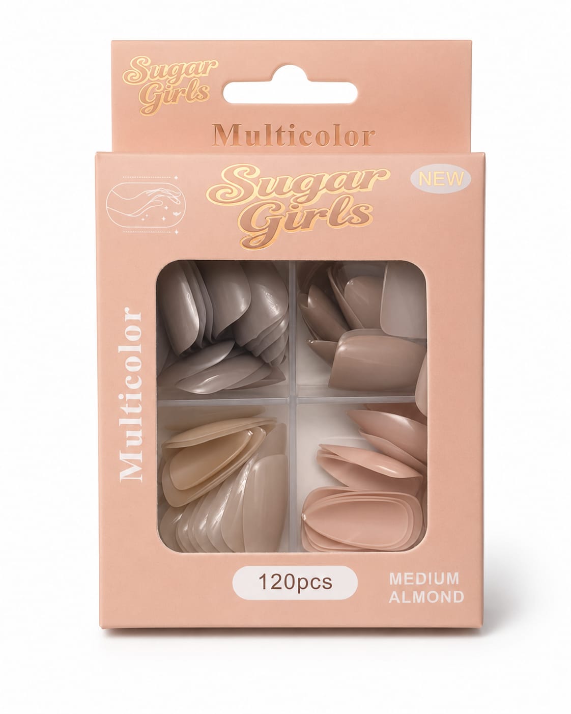 Sugar Girls - Multicolor Nails 120 Pcs - Medium Almond