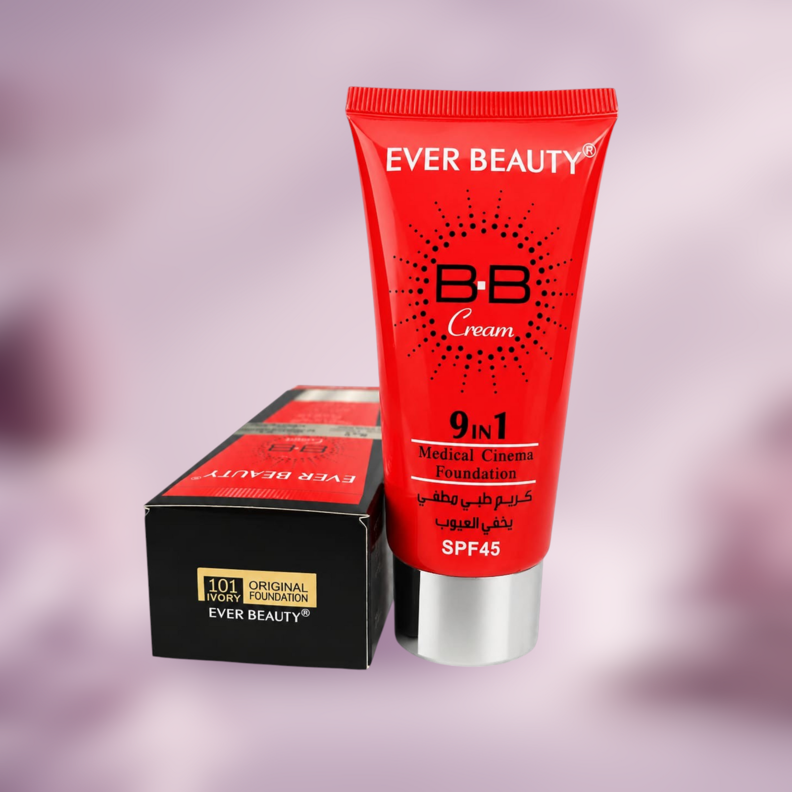 Marom Ever Beauty 9 in 1 BB cream medical matte foundation in ivory shade 101 with SPF 45 in a red squeeze tube.