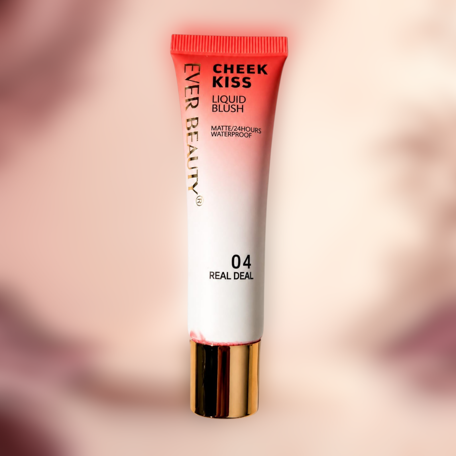 Marom Ever Beauty Cheek Kiss liquid blush in shade 04 Real Deal, a matte, waterproof formula in a squeeze tube.