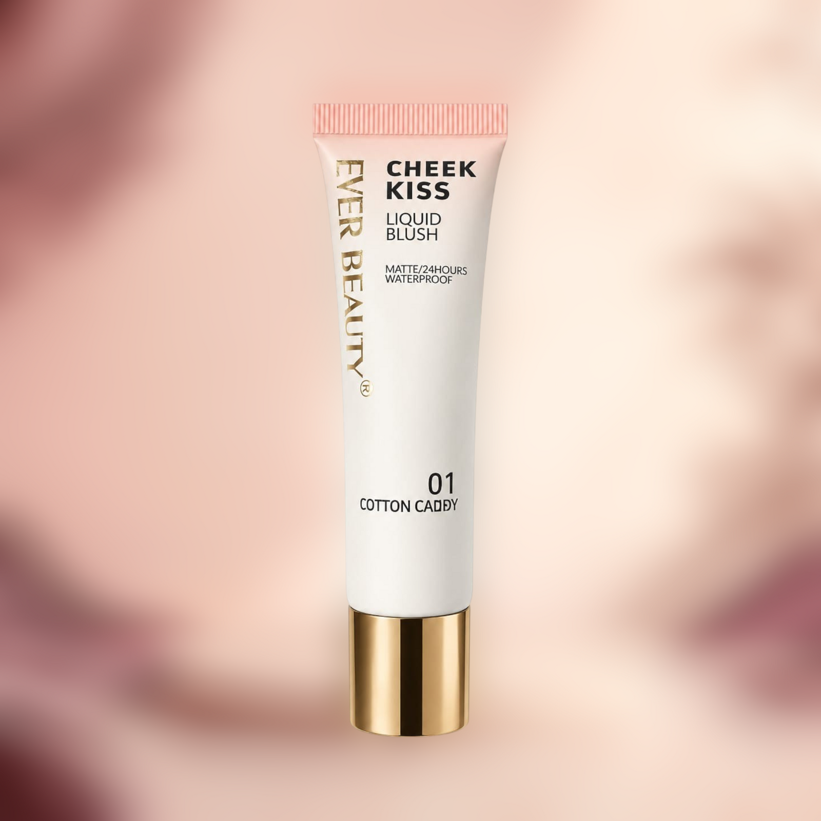 Marom Ever Beauty Cheek Kiss liquid blush in shade 01 Cotton Candy, a matte waterproof formula in a squeeze tube.