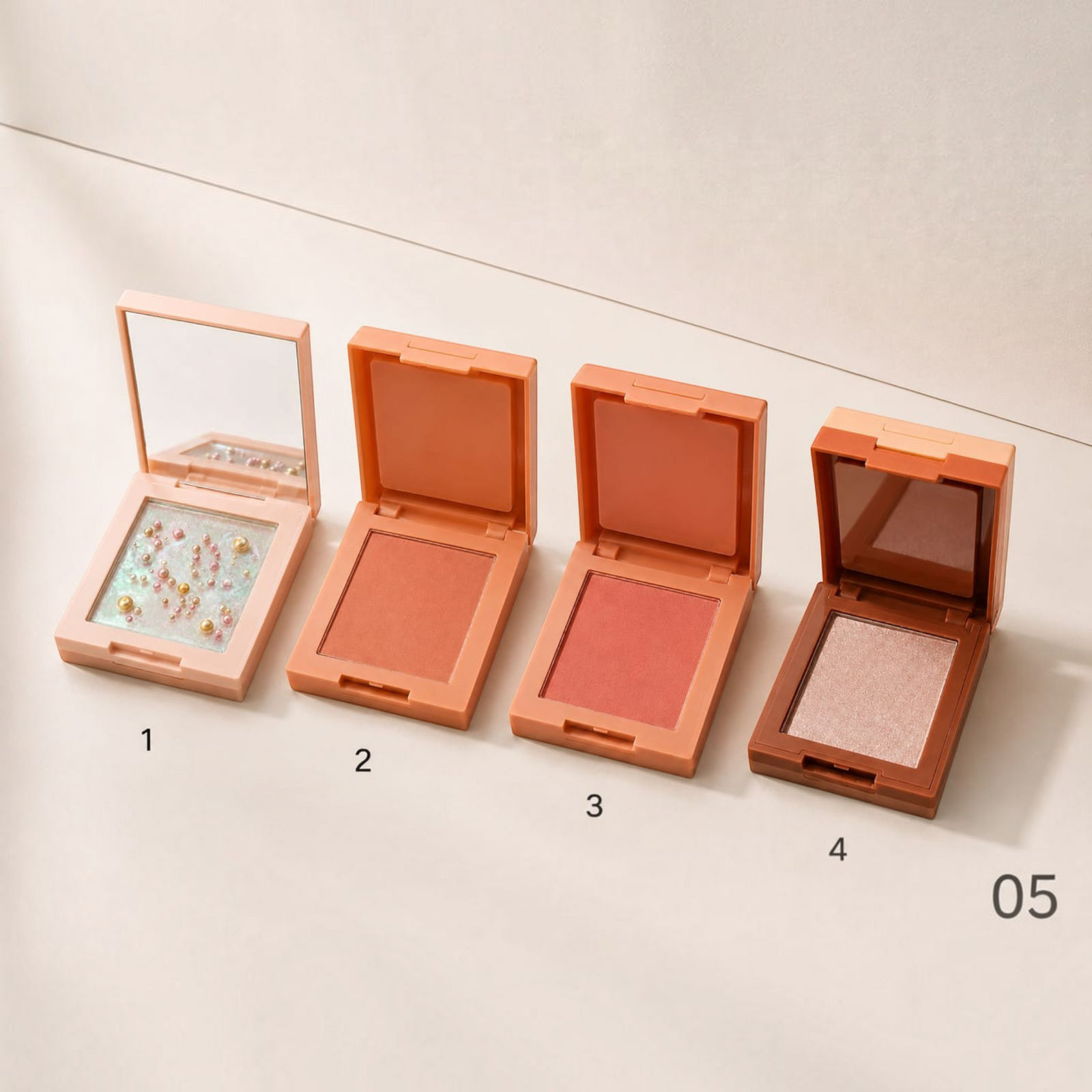 Marom Ever Beauty 4-in-1 powder blush palette featuring four compacts with varied matte and shimmer shades.