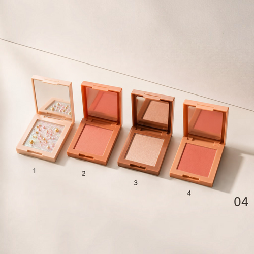 Marom Ever Beauty 4-in-1 powder blush palette featuring four compacts with blush, highlighter, and pearl textures.