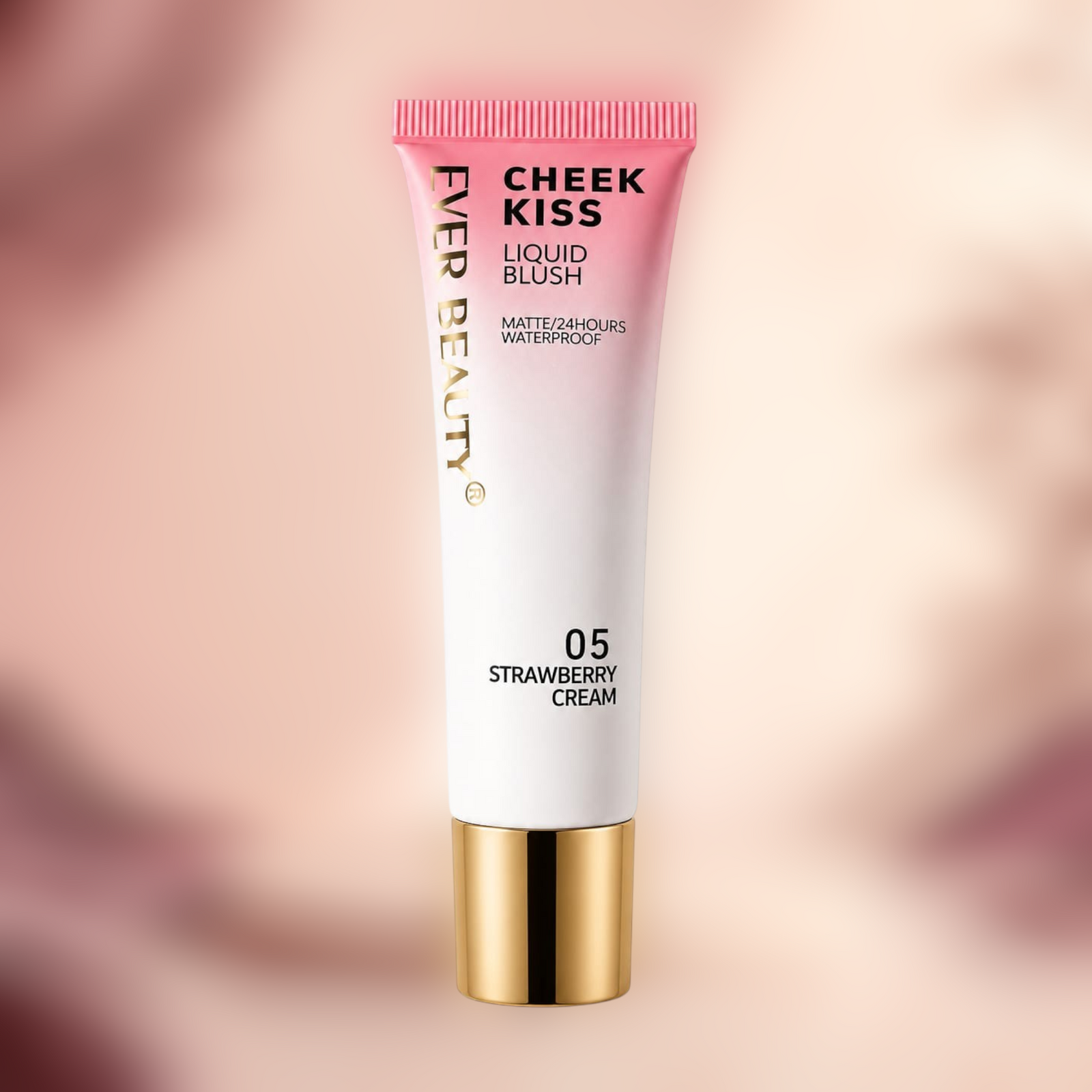 Marom Ever Beauty Cheek Kiss liquid blush in shade 05 Strawberry Cream, a matte, waterproof formula in a tube.