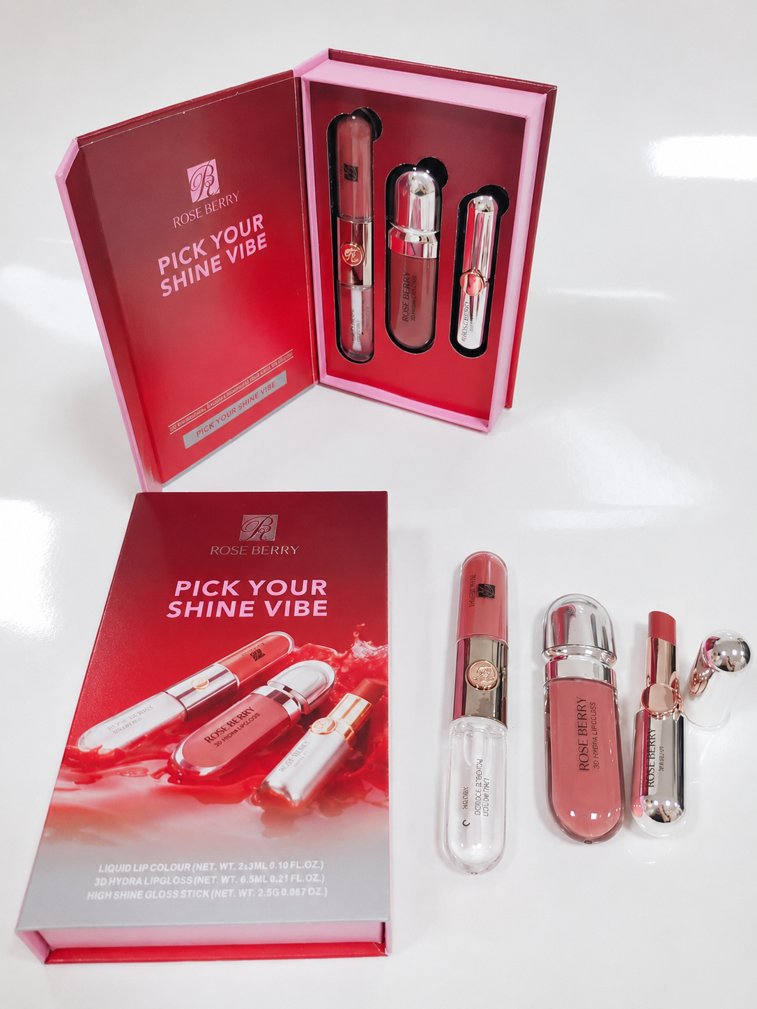Rose Berry Pick Your Shine Vibe lip set clean box shade B
